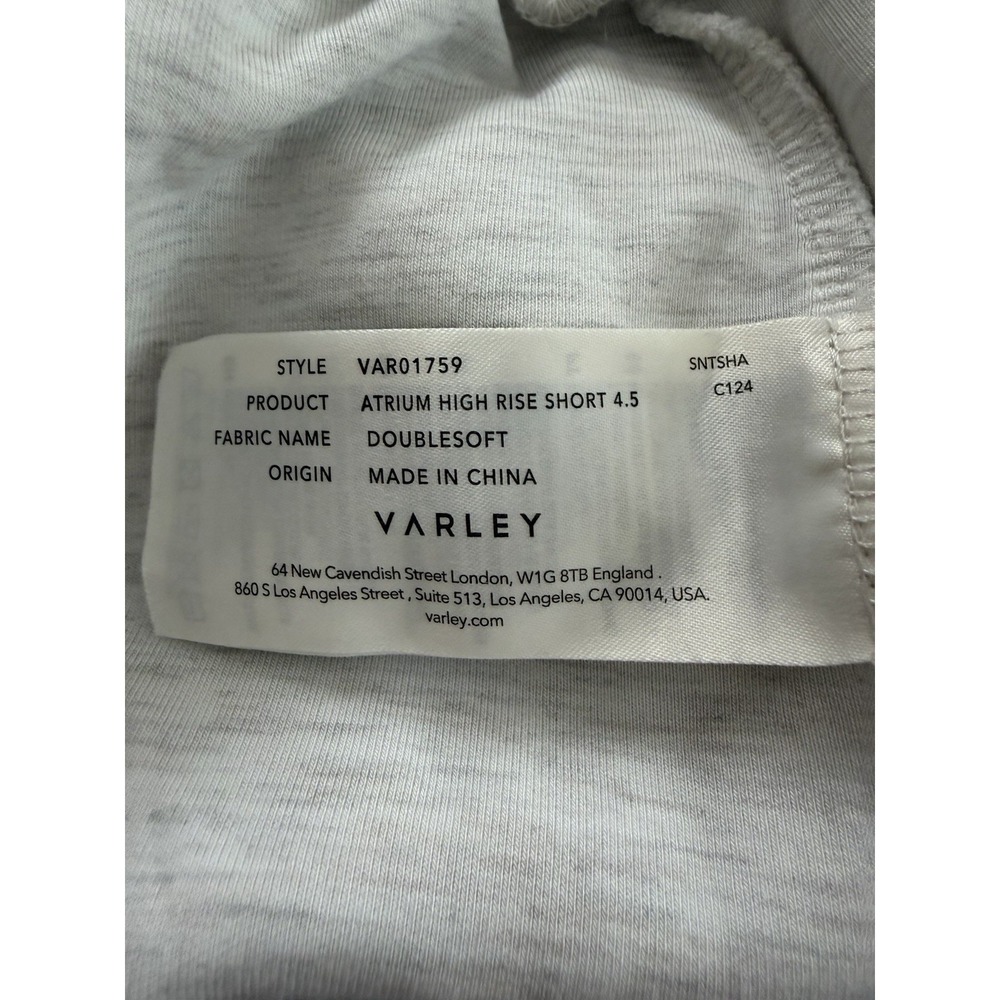 Varley Double Soft Atrium High Rise Shorts 4.5 Light Grey Marl Women's Small - Picture 12 of 13